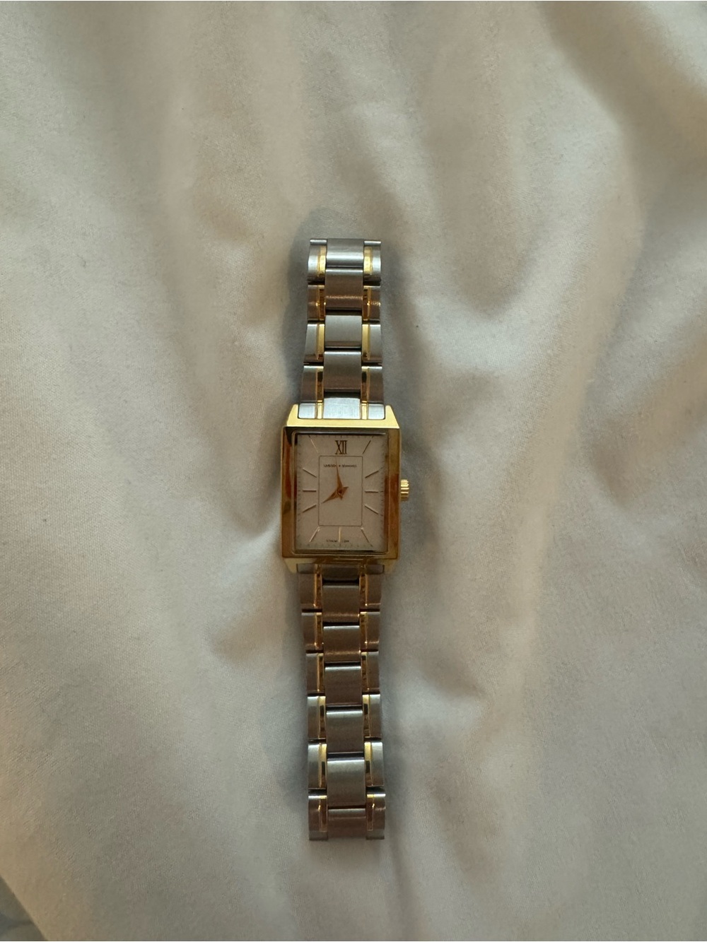 WeWoreWhat Two-Tone Gold and Silver Rectangular Link Watch
